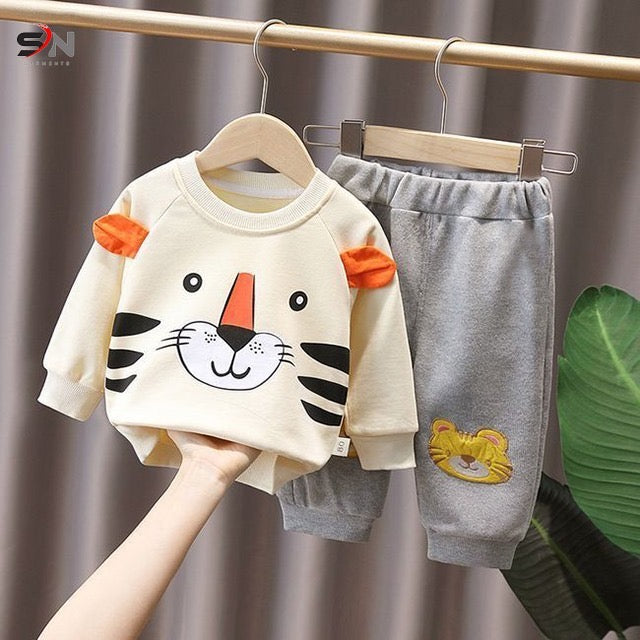 Off white tiger Print Sweatshirt With Trouser For Kids (Rc-207)