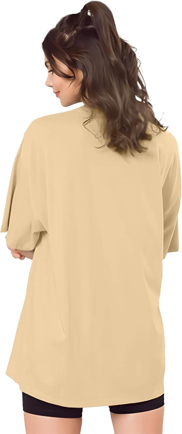 Drop Shoulder 
Oversized Tee For Women-skin