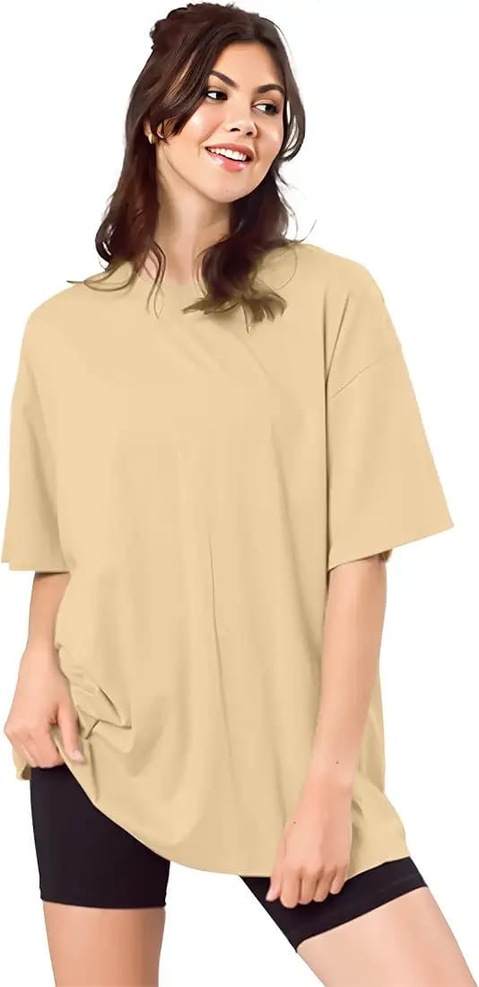 Drop Shoulder 
Oversized Tee For Women-skin