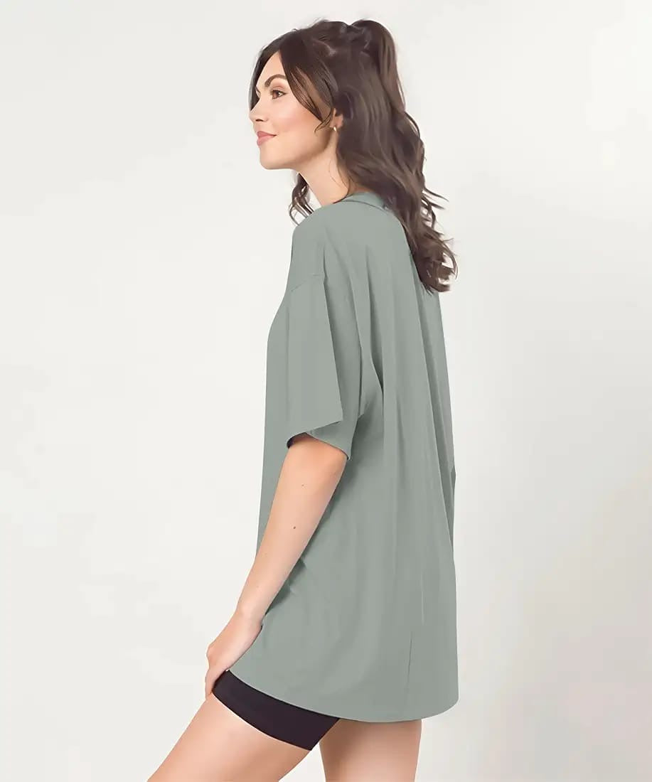 Drop Shoulder 
Oversized Tee For Women-Gray