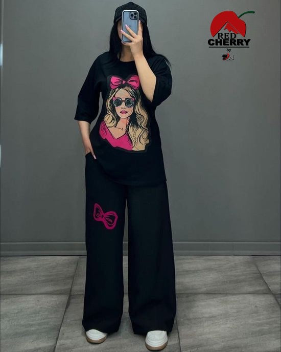 Printed Drop-Shoulder Tee Trousers Suit (print-3)