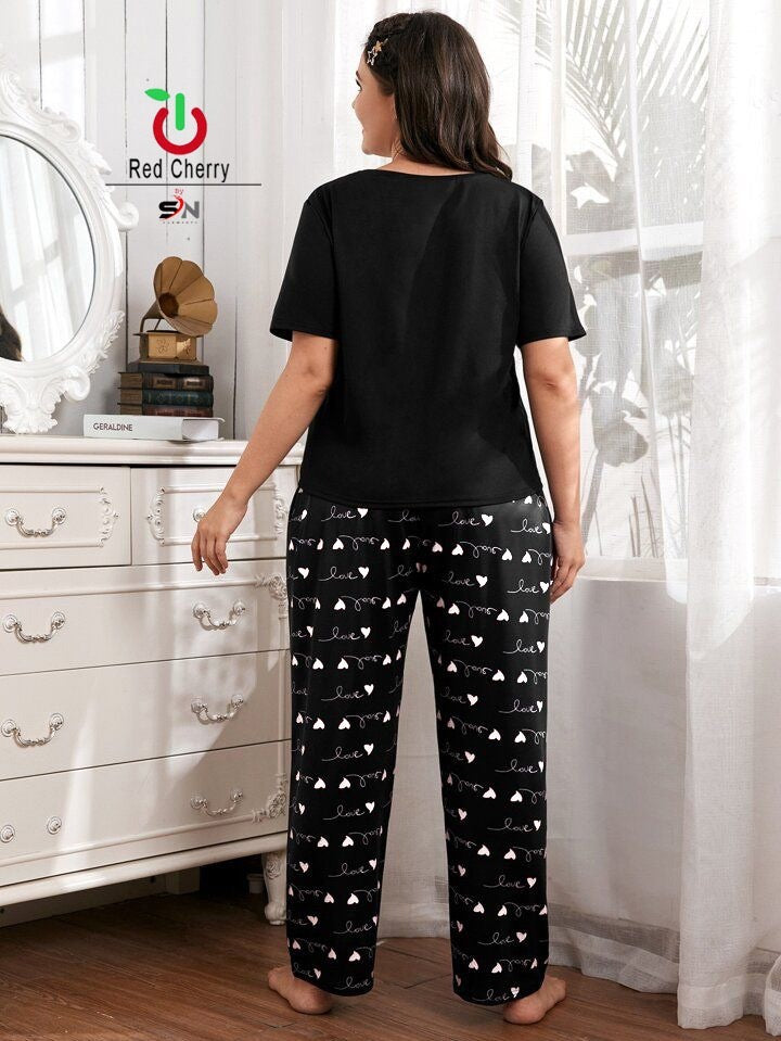 Love printed night suit jersey