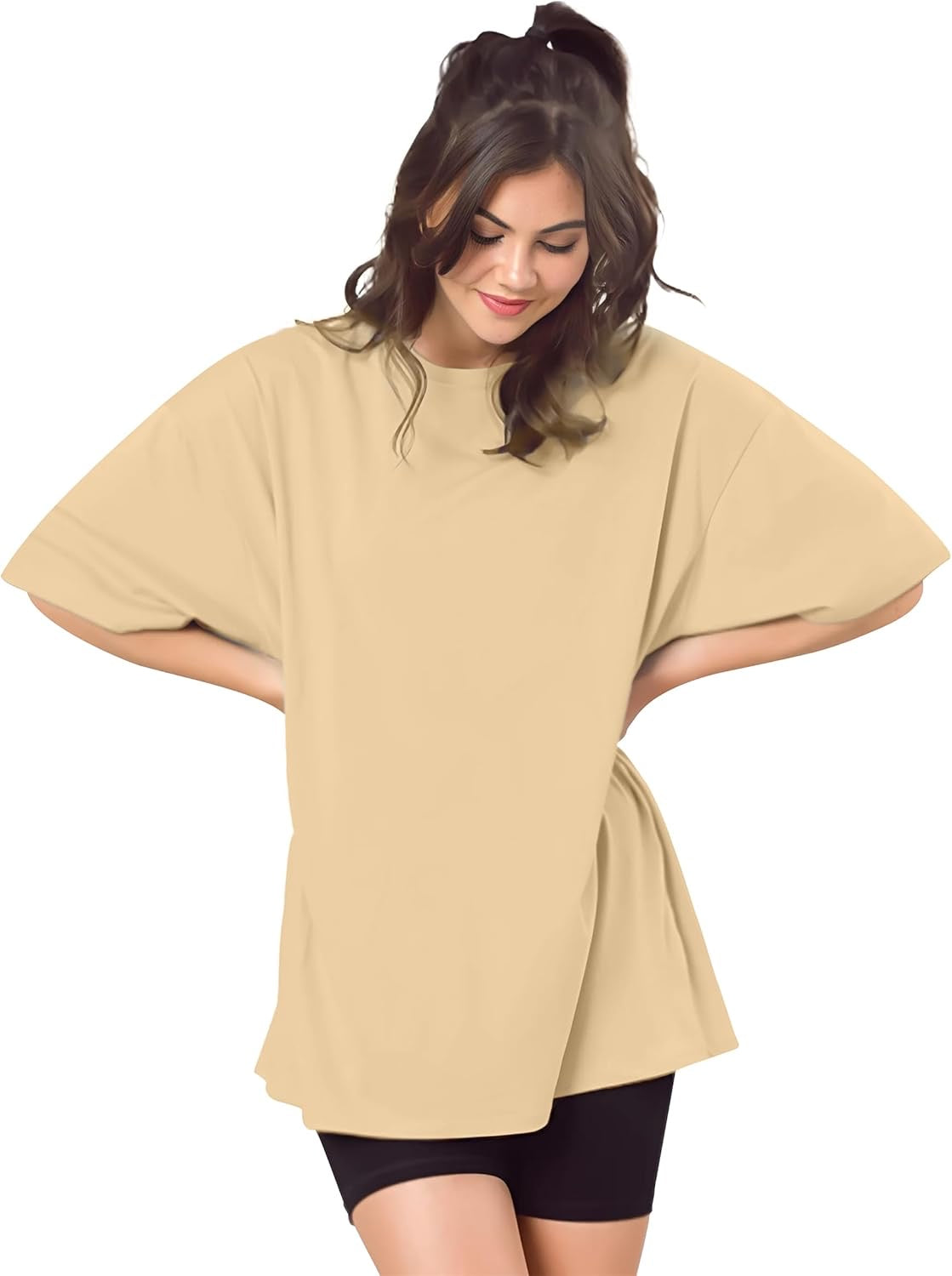 Drop Shoulder 
Oversized Tee For Women-skin