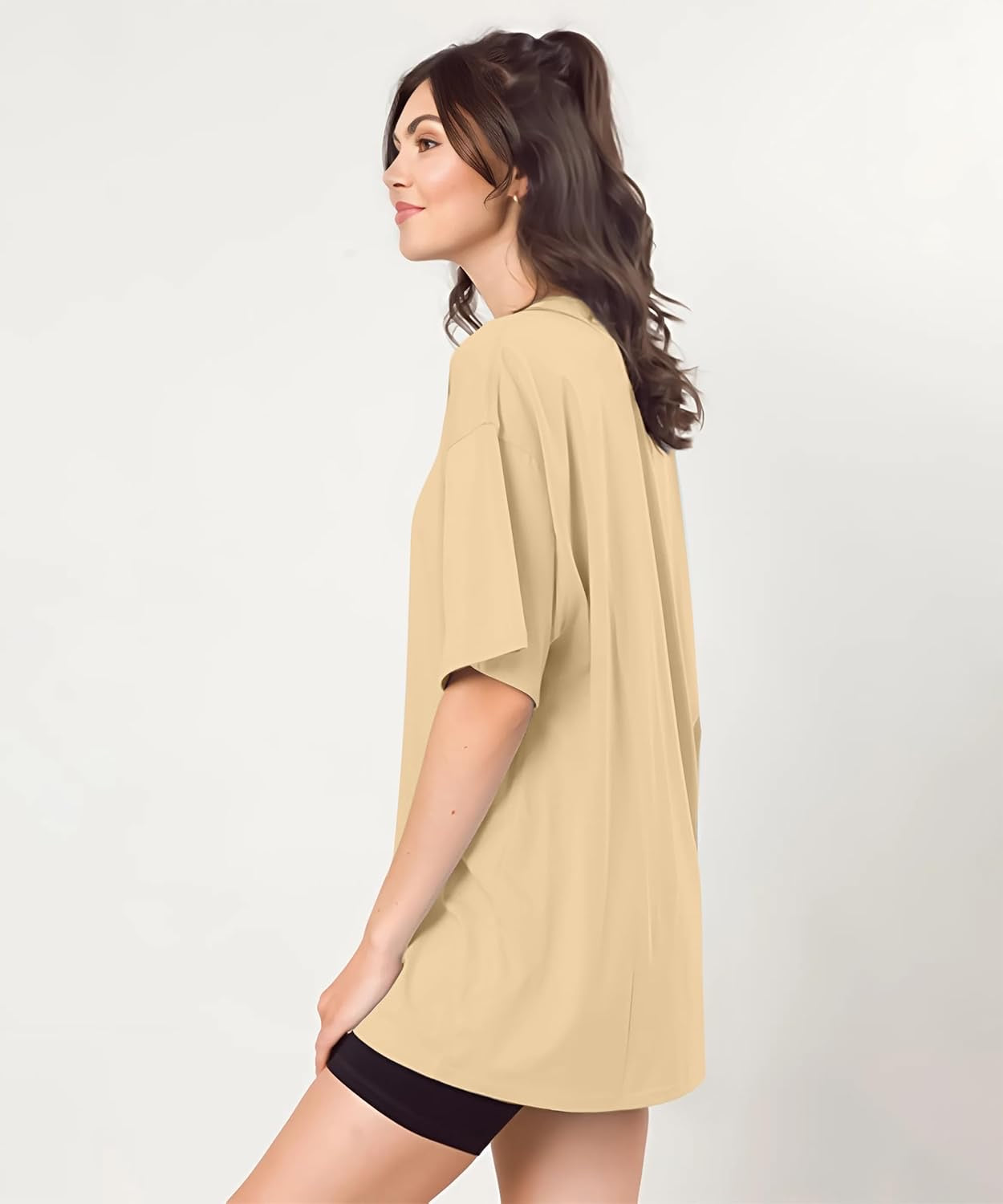 Drop Shoulder 
Oversized Tee For Women-skin