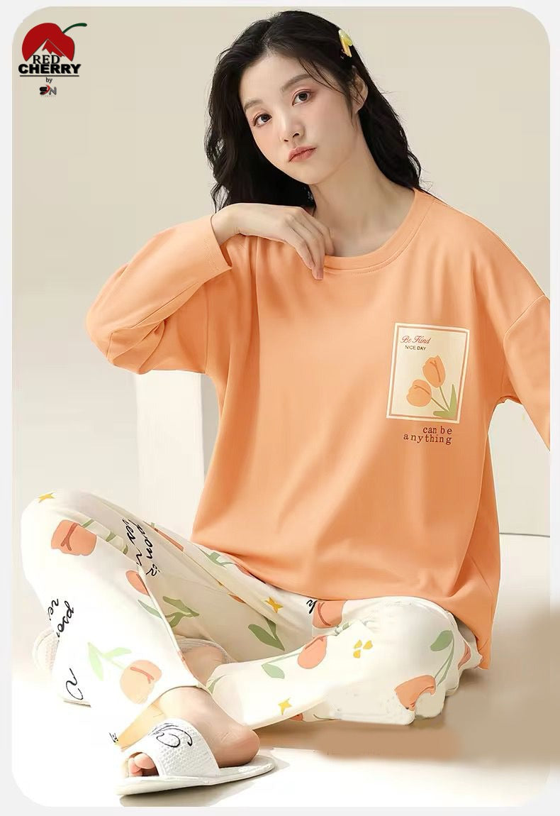 Orange pocket night suit full sleeves