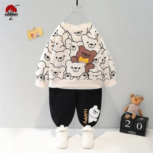 white Bears Print Sweatshirt With Trouser For Kids (Rc-202)