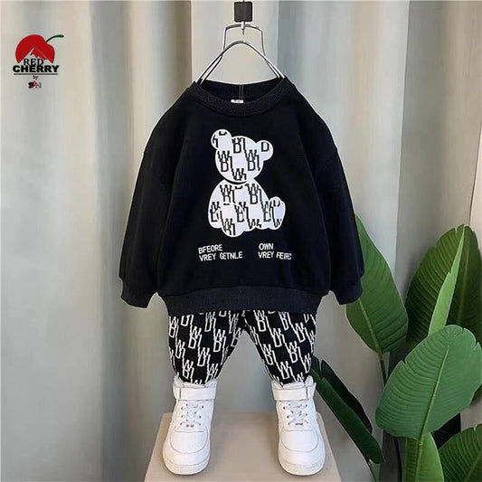 Black Bears Print Sweatshirt With Trouser For Kids(Rc-201)