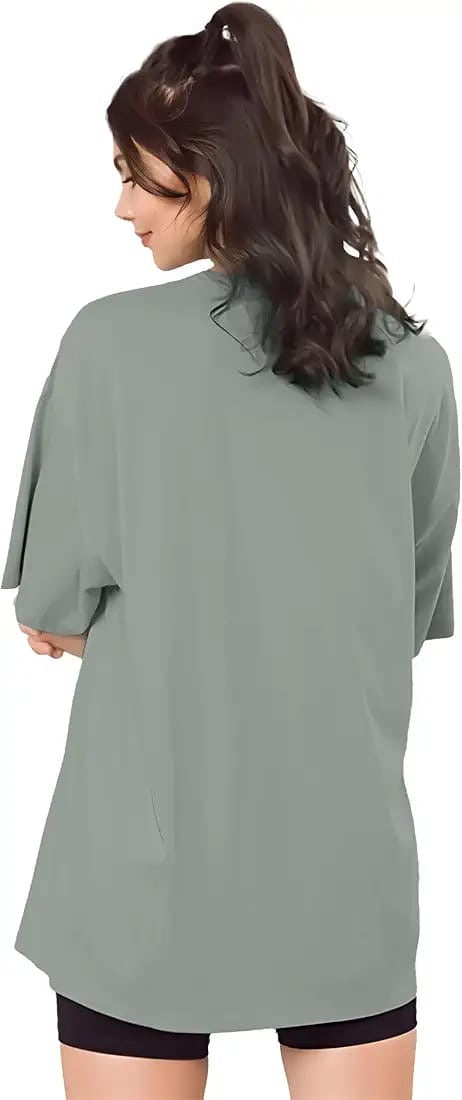 Drop Shoulder 
Oversized Tee For Women-Gray