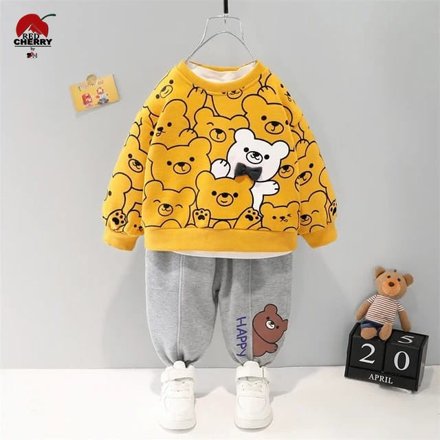 yellow Bears Print Sweatshirt With Trouser For Kids (Rc-203)