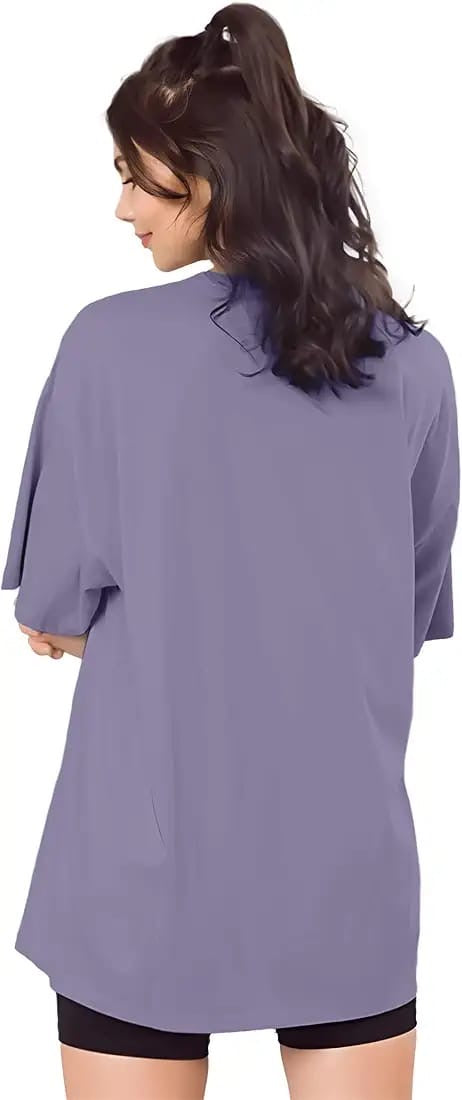 Drop Shoulder 
Oversized Tee For Women-purple