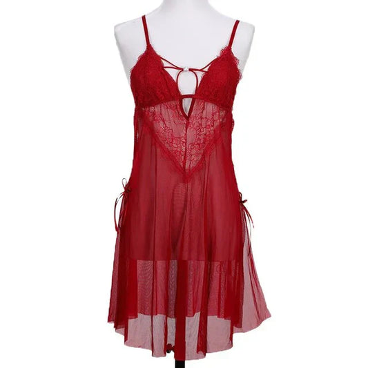 Maroon Vivian V Style Transparent Lingerie