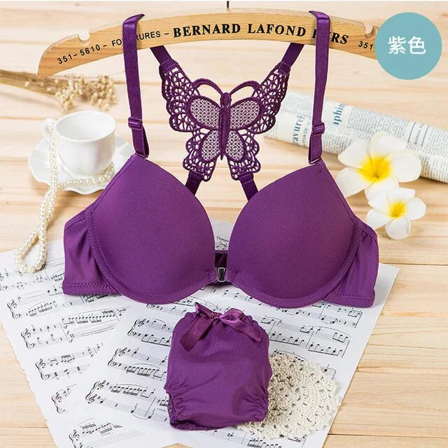 Purple Butterfly - Fun Night Padded Bra and Panty Set