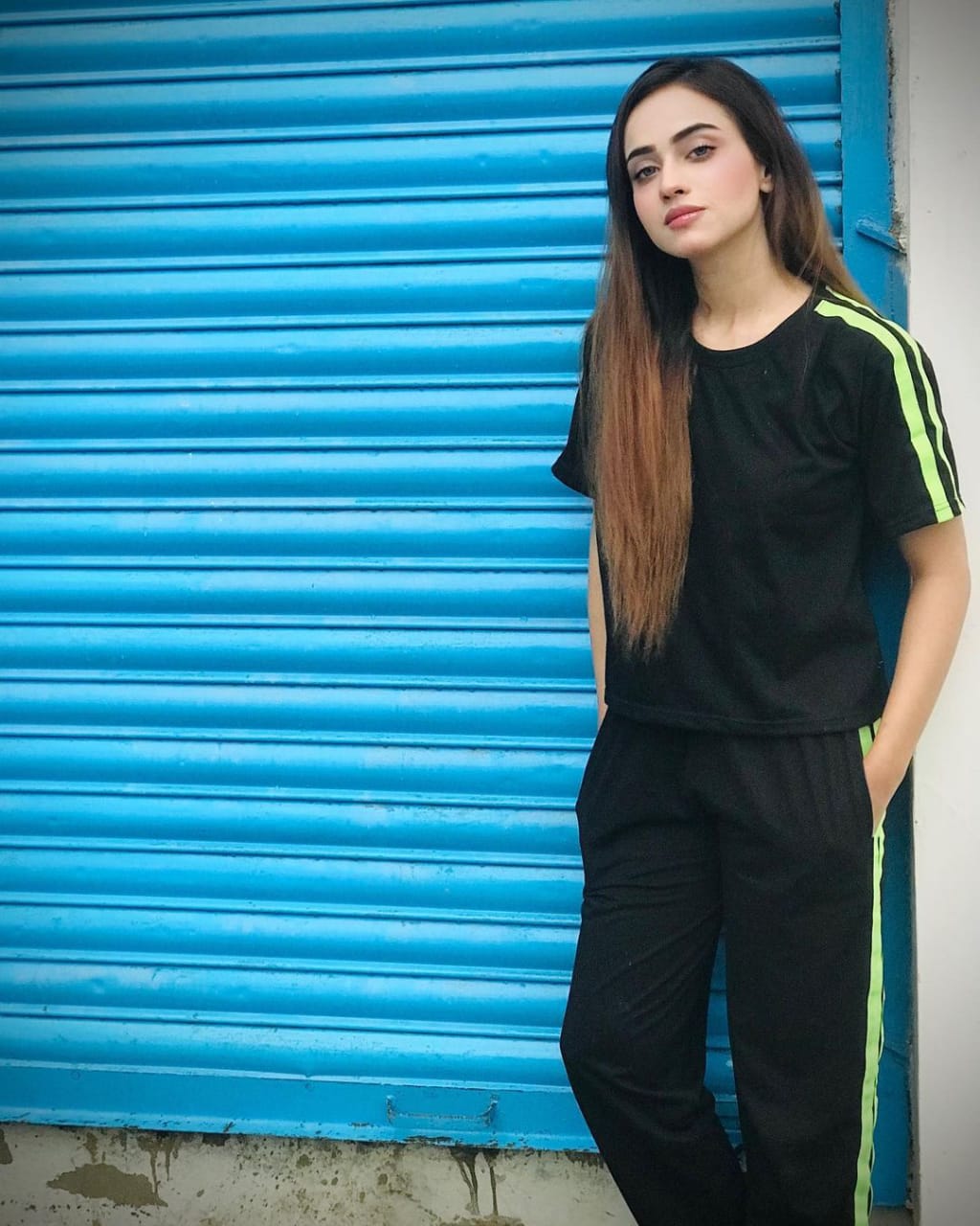 Green Stripe Track Suit