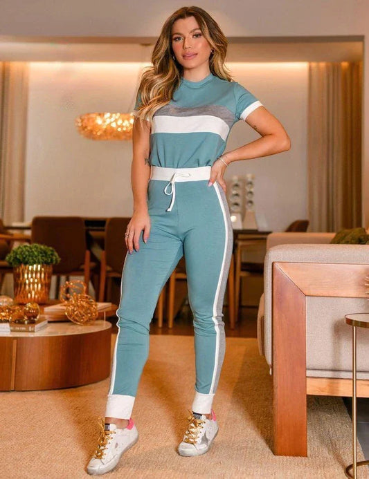 Blue With Grey Strip Track Suit